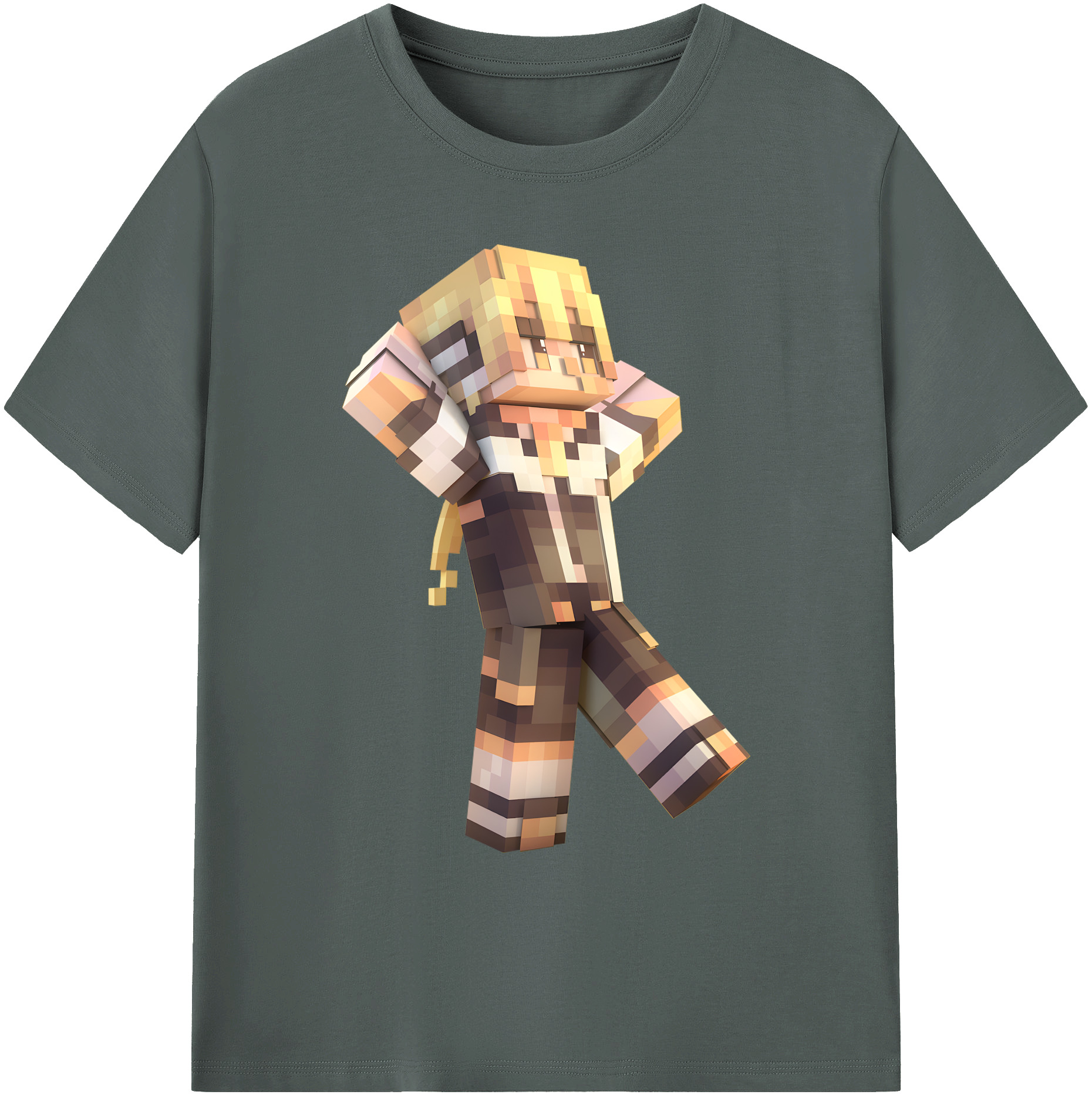 （画像用） マインクラフト ブロックの世界 Minecraft MC Block world 綿100％ メンズ半袖Tシャツ｜肌触りやわらか＆通気性
